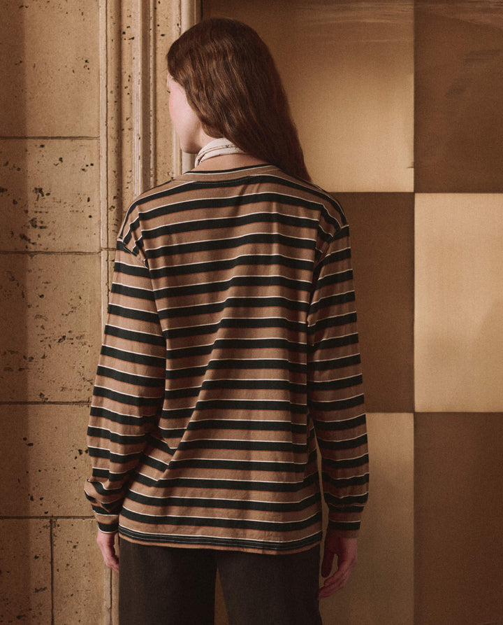 THE GREAT. - Cigar Stripe Long Sleeve Relaxed Crew