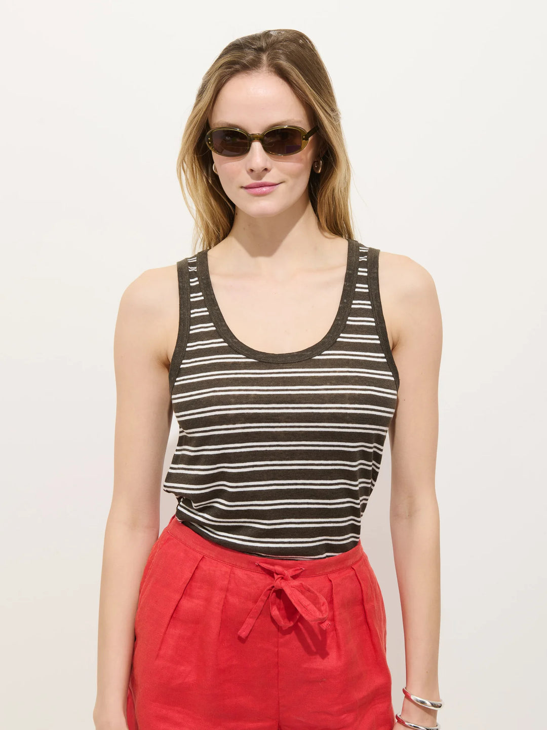Alex Mill - Garcon Linen Tank Roasted Bean Stripe