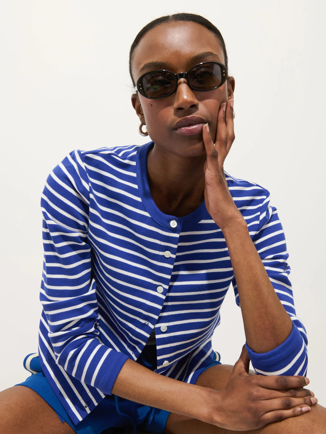 Alex Mill - Coco Sport Striped Cardigan Blue/Ivory