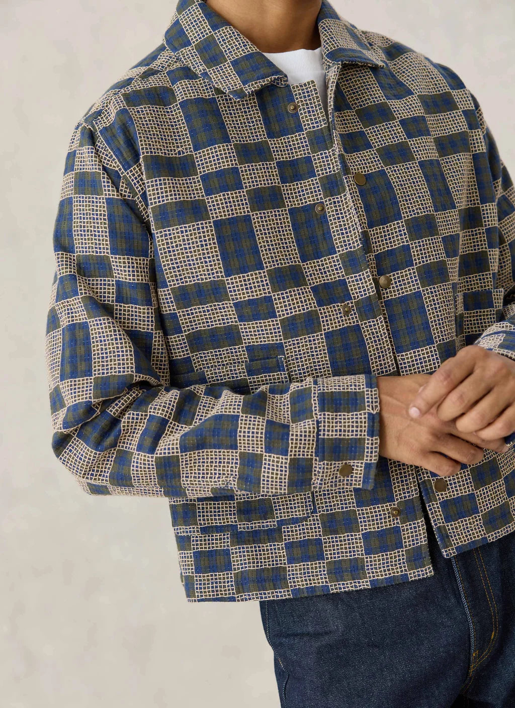 Percival - Wallis Overshirt - Navy Grid Check