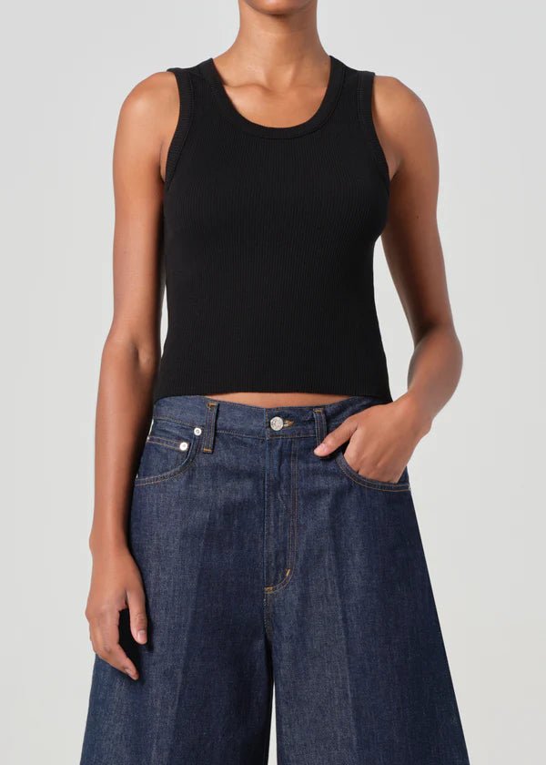 Agolde - Shrunken Poppy Tank in Black - Kalifornia Jean Bar