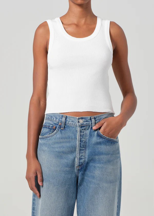 Agolde - Shrunken Poppy Tank in White - Kalifornia Jean Bar