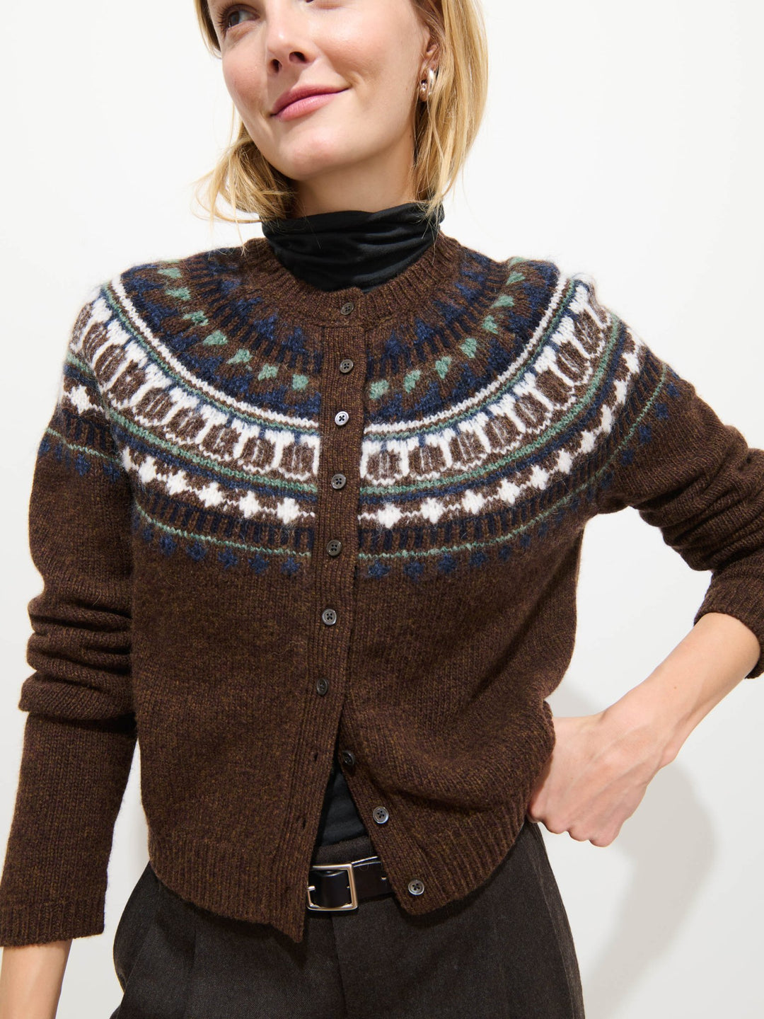 Alex Mill - Charlotte Fair Isle Sweater in Chestnut - Kalifornia Jean Bar