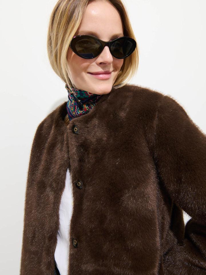 Alex Mill - Duane St Faux Fur Jacket in Dark Brown - Kalifornia Jean Bar