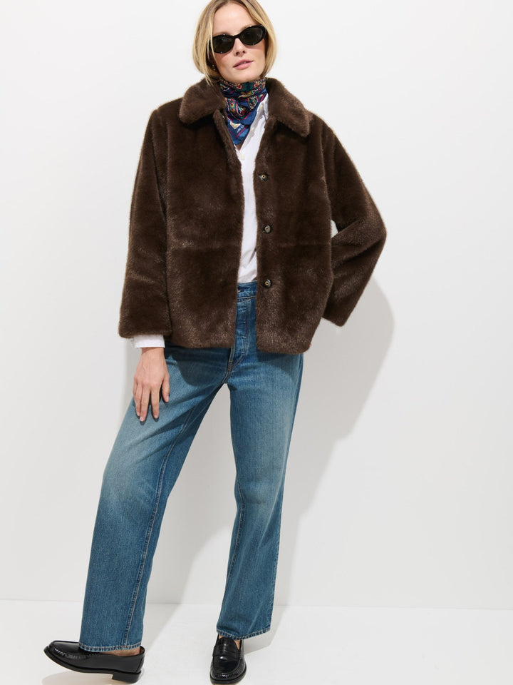 Alex Mill - Duane St Faux Fur Jacket in Dark Brown - Kalifornia Jean Bar