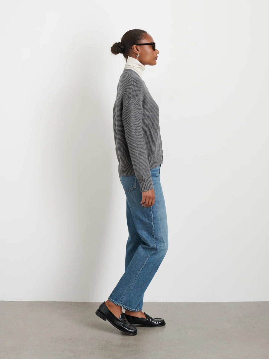 Alex Mill - Heather Grey Nico Cardigan in Heathered Cotton - Kalifornia Jean Bar
