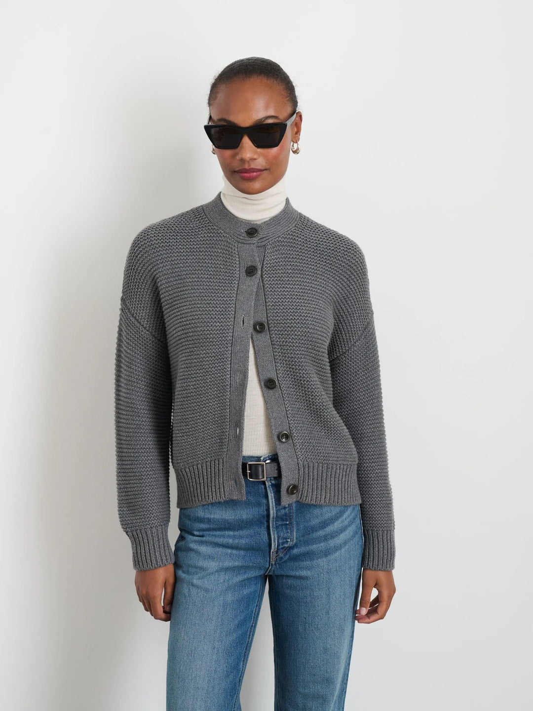 Alex Mill - Heather Grey Nico Cardigan in Heathered Cotton - Kalifornia Jean Bar
