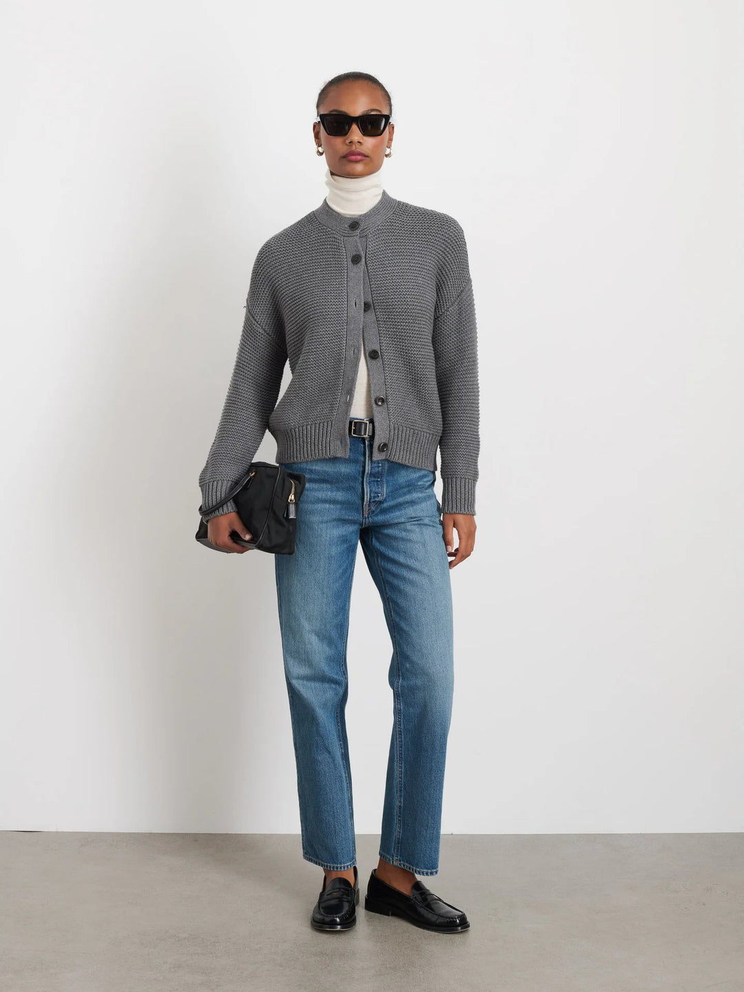 Alex Mill - Heather Grey Nico Cardigan in Heathered Cotton - Kalifornia Jean Bar