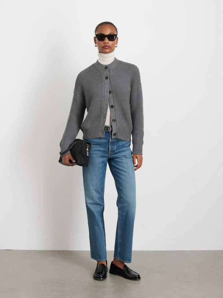 Alex Mill - Heather Grey Nico Cardigan in Heathered Cotton - Kalifornia Jean Bar