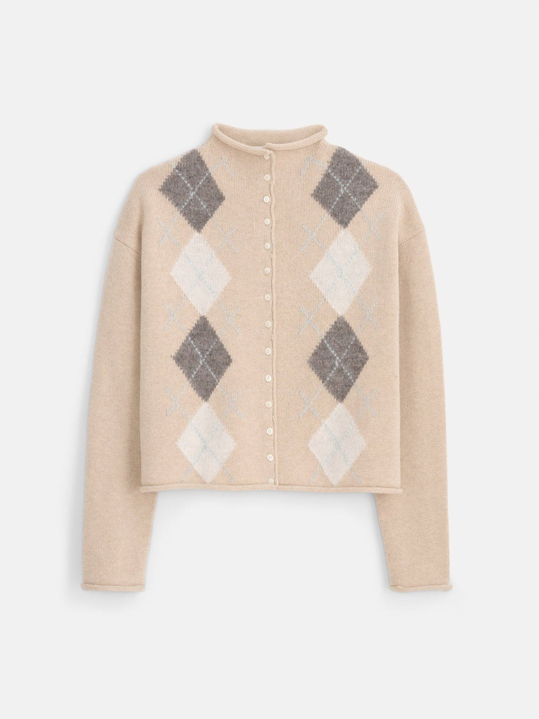 Alex Mill - Taylor Argyle Cardigan in Light Oatmeal - Kalifornia Jean Bar