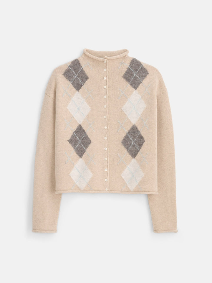Alex Mill - Taylor Argyle Cardigan in Light Oatmeal - Kalifornia Jean Bar