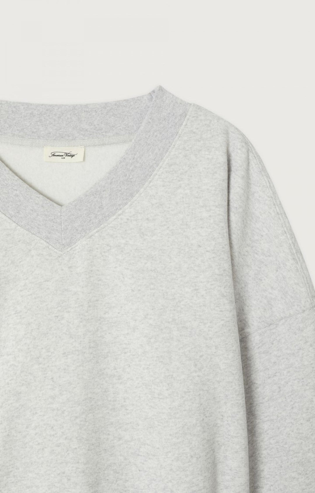 American Vintage - Heather Grey Baptown V-Neck Sweatshirt - Kalifornia Jean Bar