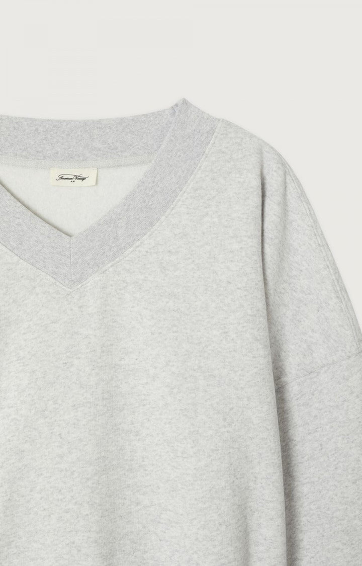 American Vintage - Heather Grey Baptown V-Neck Sweatshirt - Kalifornia Jean Bar