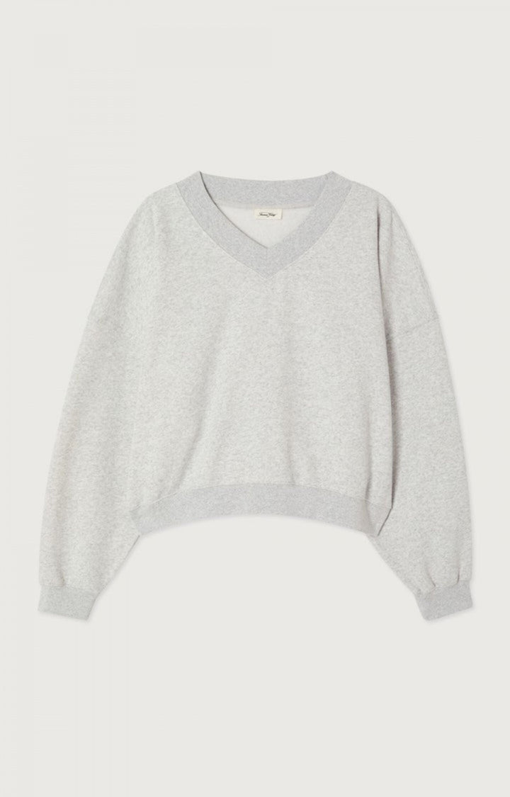 American Vintage - Heather Grey Baptown V-Neck Sweatshirt - Kalifornia Jean Bar