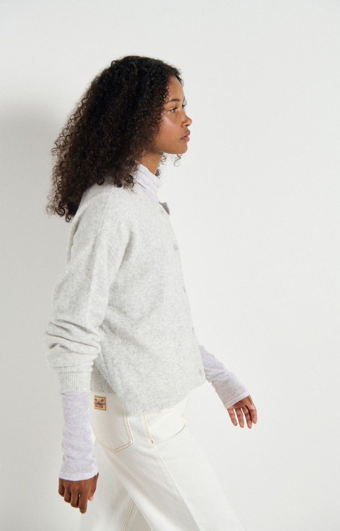 American Vintage - Heather Grey Damsville Crewneck Cardigan - Kalifornia Jean Bar