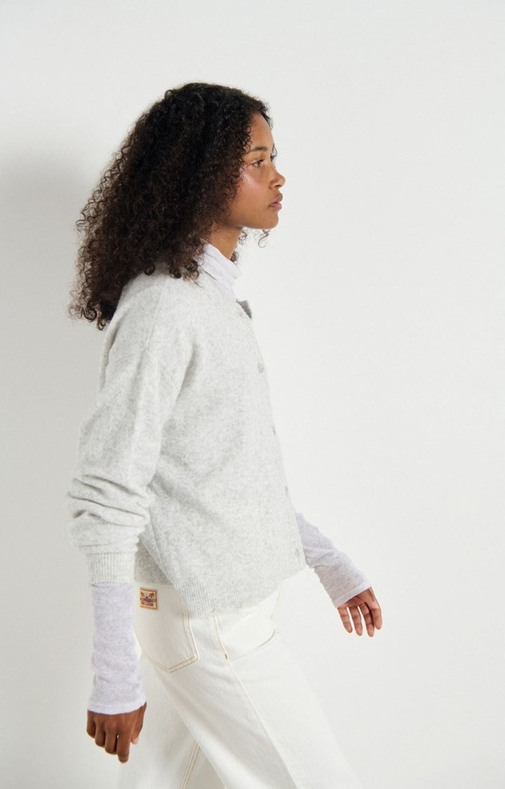 American Vintage - Heather Grey Damsville Crewneck Cardigan - Kalifornia Jean Bar