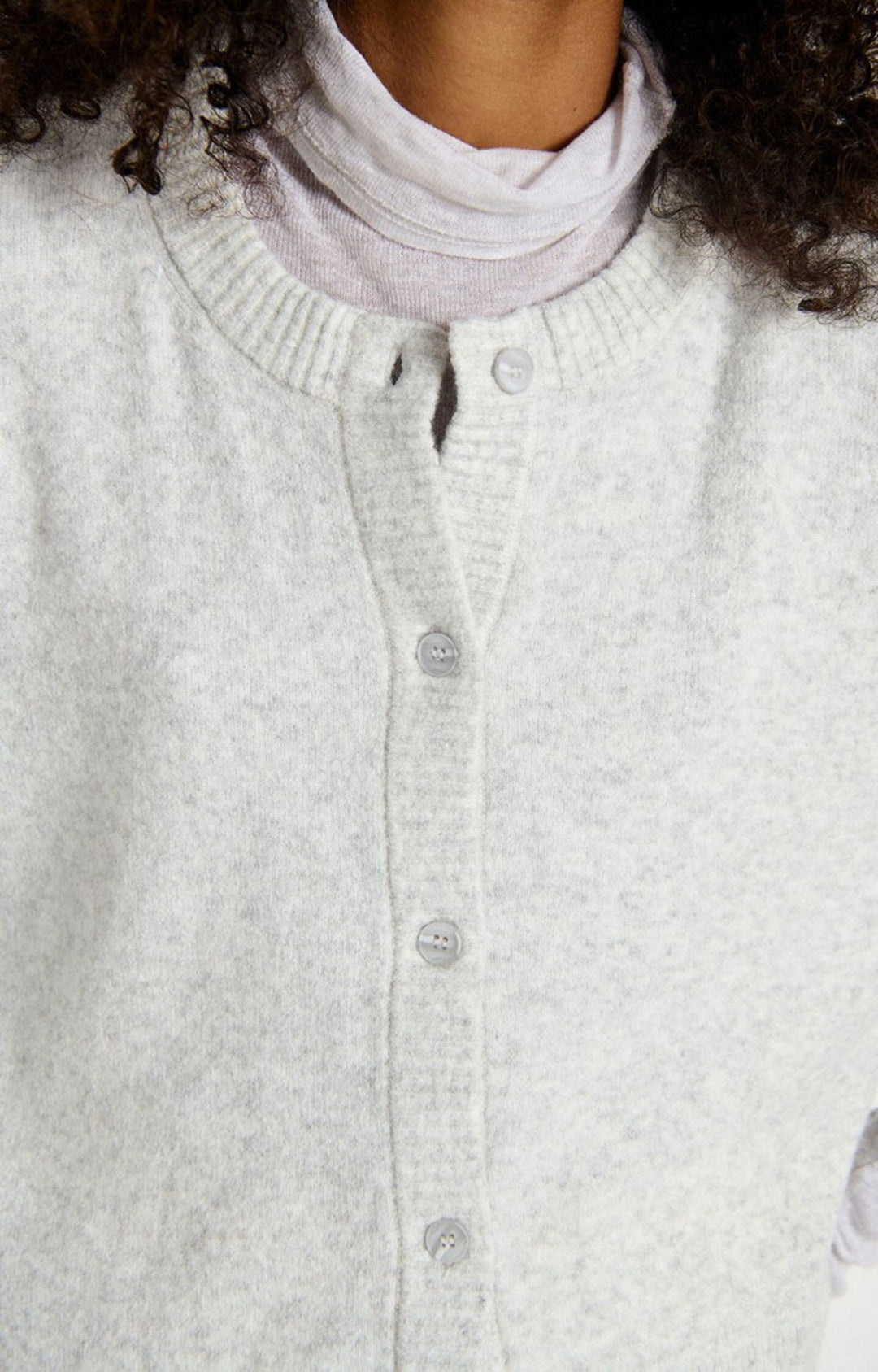 American Vintage - Heather Grey Damsville Crewneck Cardigan - Kalifornia Jean Bar