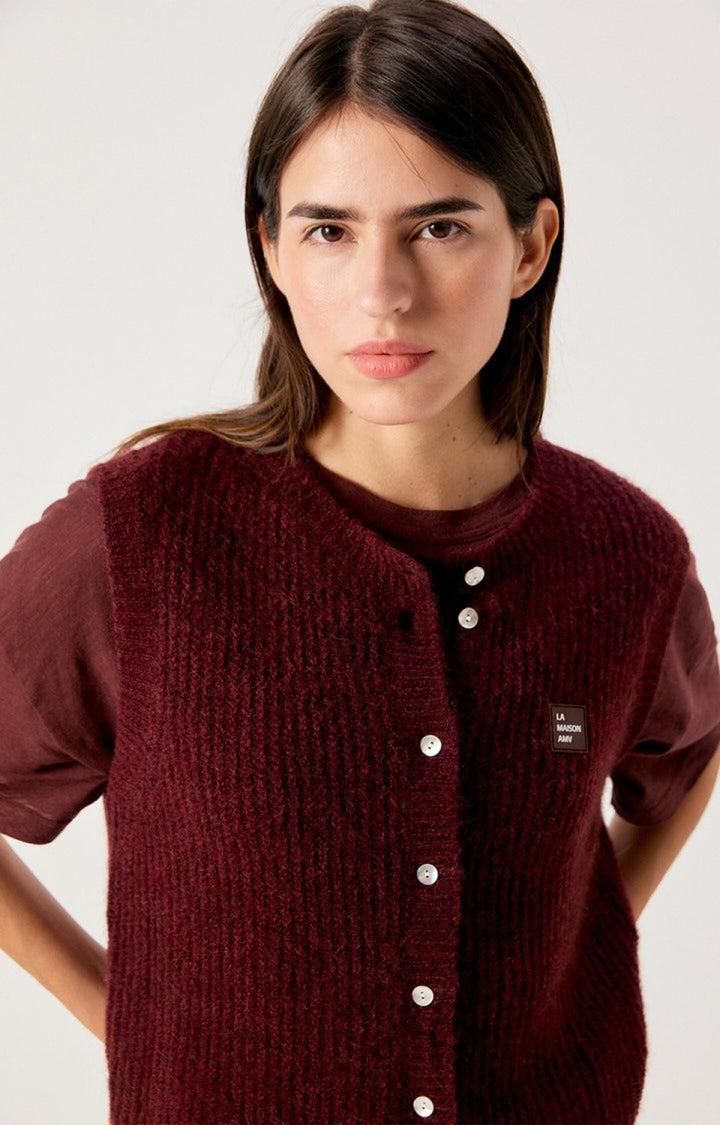 American Vintage - Melange Acerola East Sleeveless Cardigan - Melange Acerola - Kalifornia Jean Bar