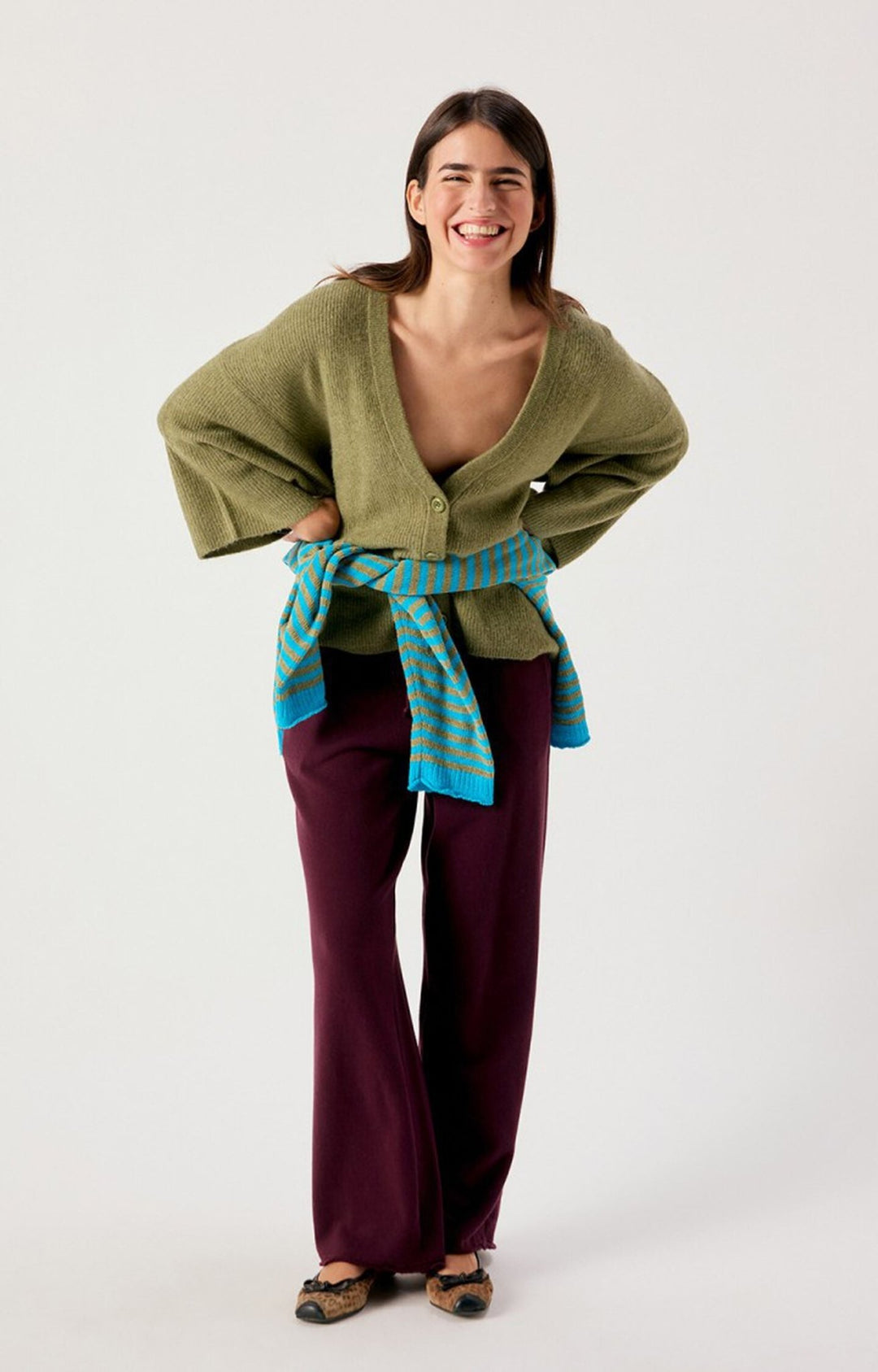 American Vintage Melange Lizard Damsville V-Neck Cardigan - Kalifornia Jean Bar