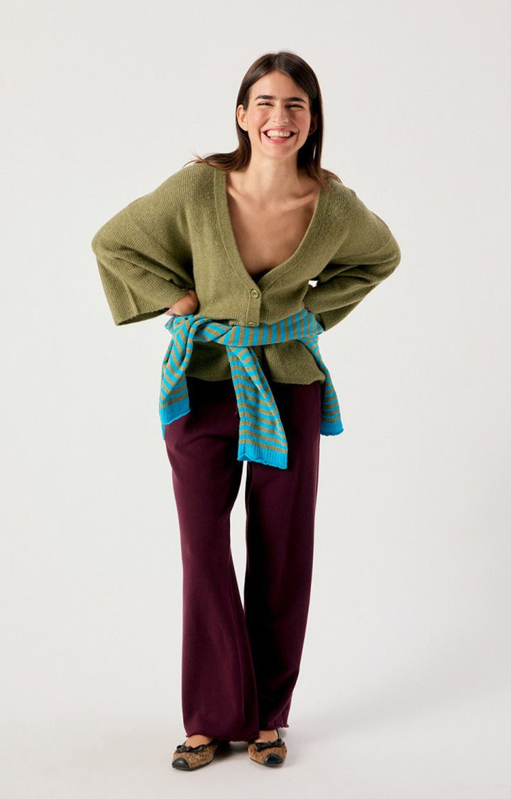 American Vintage Melange Lizard Damsville V-Neck Cardigan - Kalifornia Jean Bar