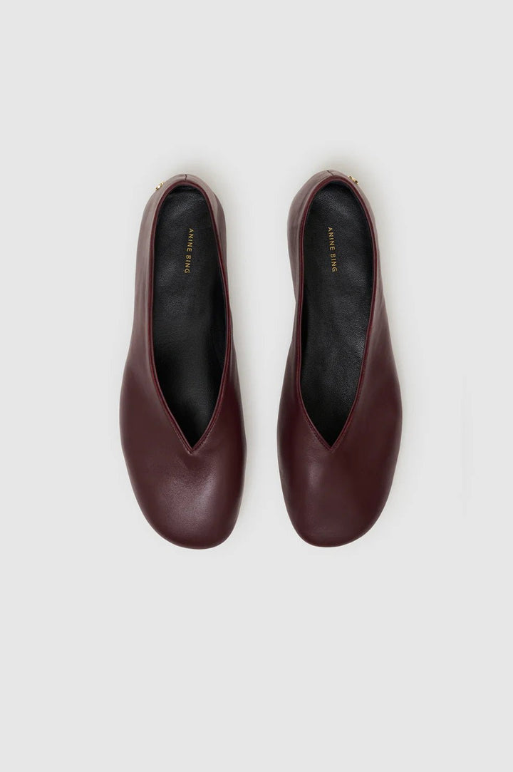 Anine Bing - Ana Flat in Fig Smooth Leather - Kalifornia Jean Bar