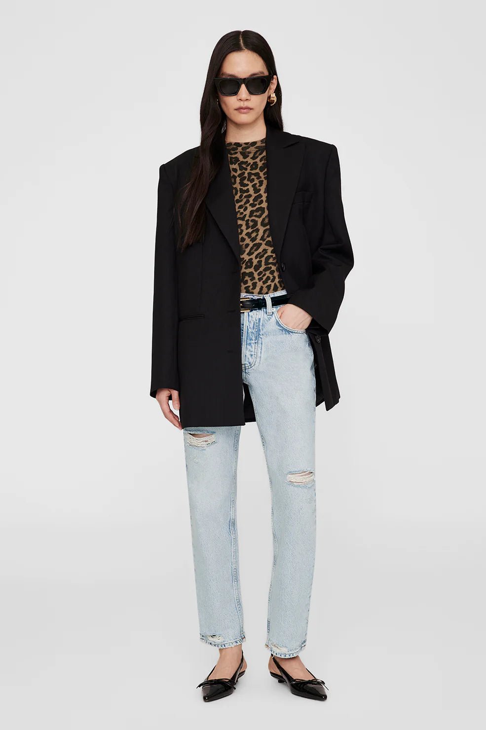 Anine Bing - Avi Tee Black and Brown Leopard - Kalifornia Jean Bar
