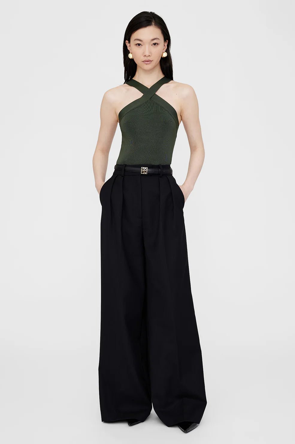 Anine Bing - Dark Olive Brea Top - Kalifornia Jean Bar