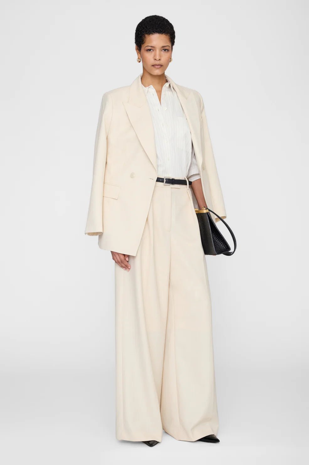 Anine Bing - Essie Cropped Shirt Cream Pinstripe - Kalifornia Jean Bar
