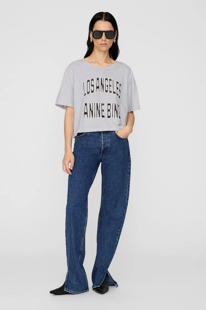 Anine Bing - Jonny Cropped Tee in Grey - Kalifornia Jean Bar