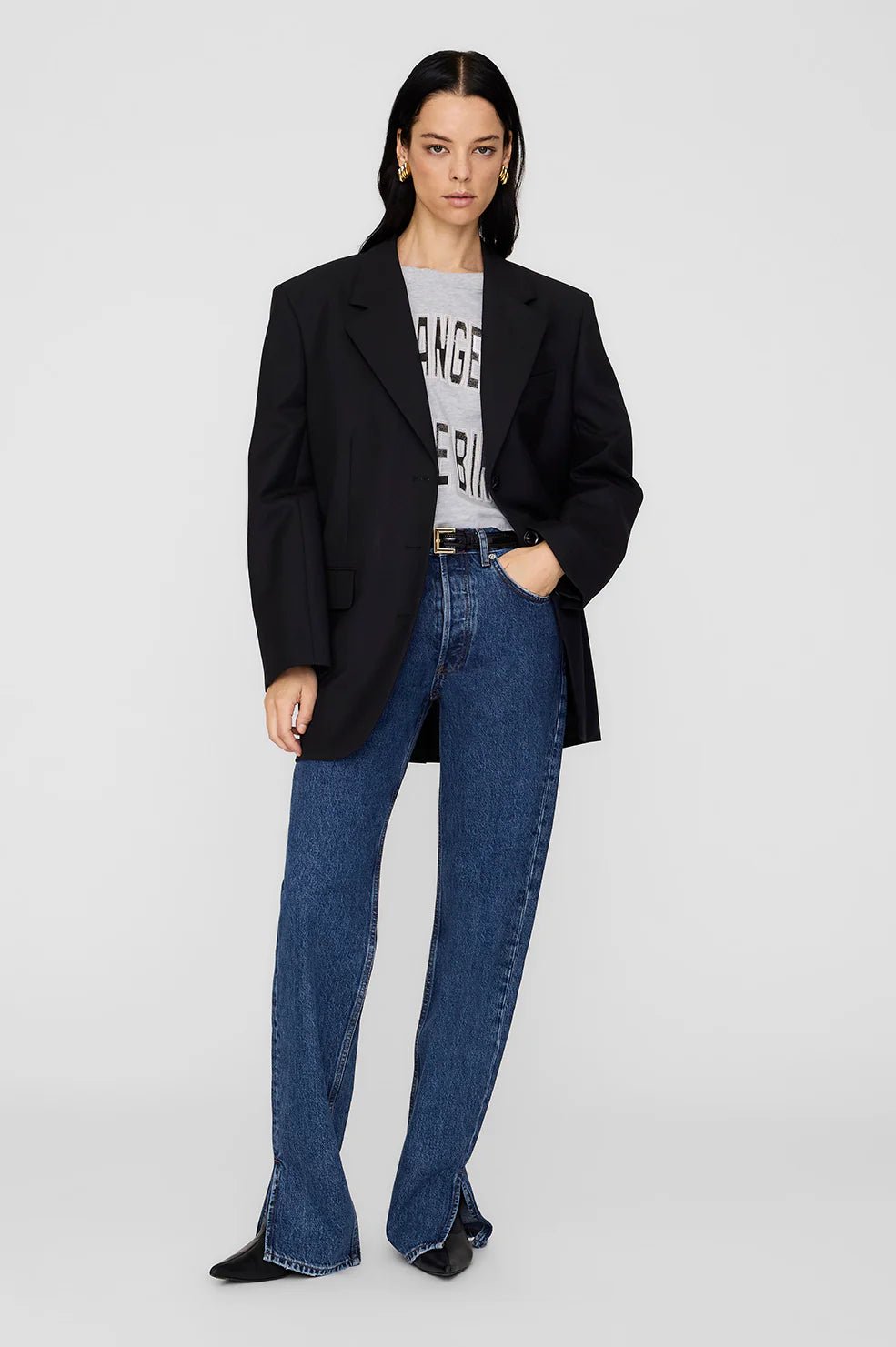 Anine Bing - Jonny Cropped Tee in Grey - Kalifornia Jean Bar