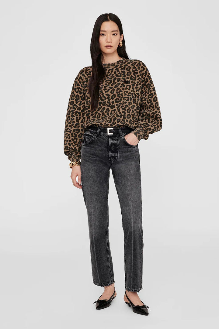 Anine Bing - Miles Sweatshirt in Black Brown Leopard - Kalifornia Jean Bar