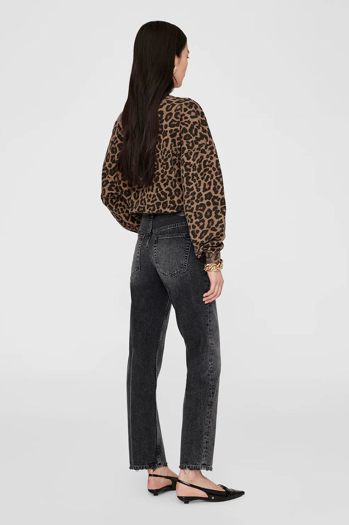 Anine Bing - Miles Sweatshirt in Black Brown Leopard - Kalifornia Jean Bar