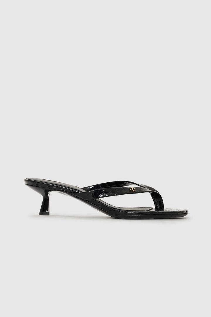 Anine Bing - Noelle Thong Heels in Embossed Black - Kalifornia Jean Bar