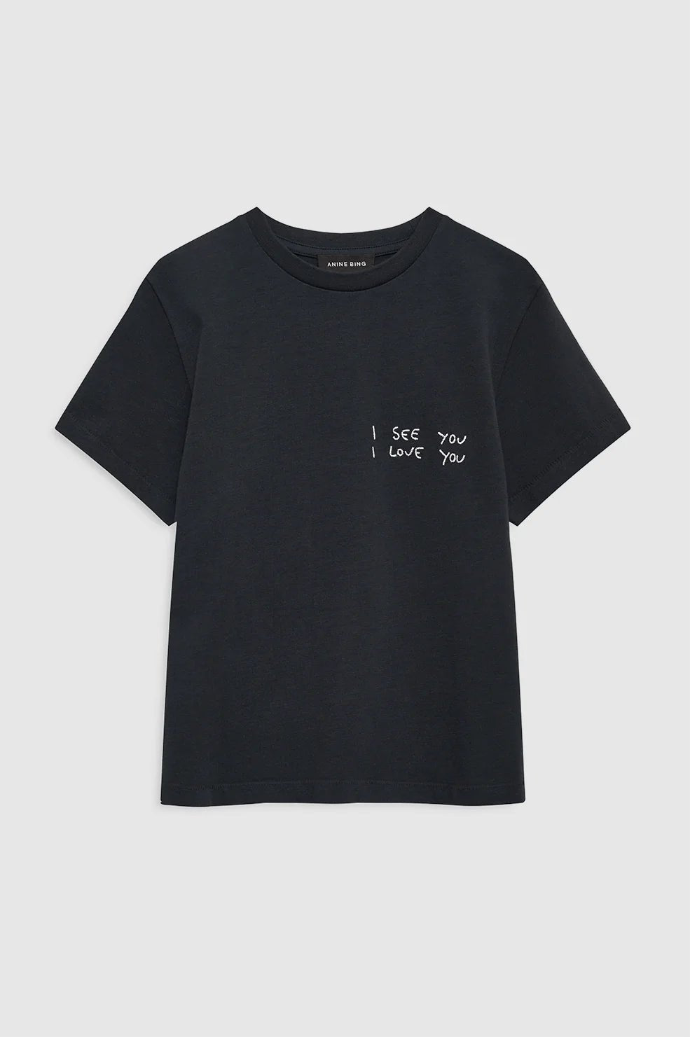 Anine Bing - Shelley Tee I See You I Love You in Black - Kalifornia Jean Bar