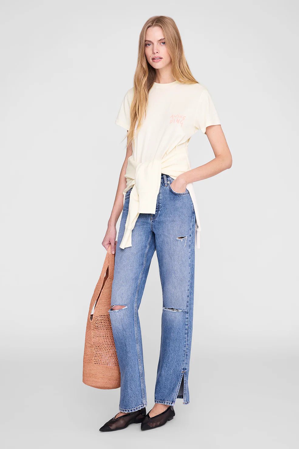 Anine Bing - Shelley Tee Surfer Washed in Buttercream - Kalifornia Jean Bar