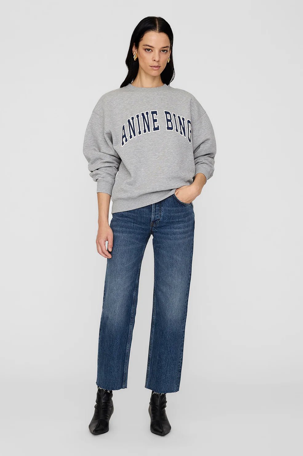 Anine Bing - Spencer Sweatshirt in Heather Grey - Kalifornia Jean Bar