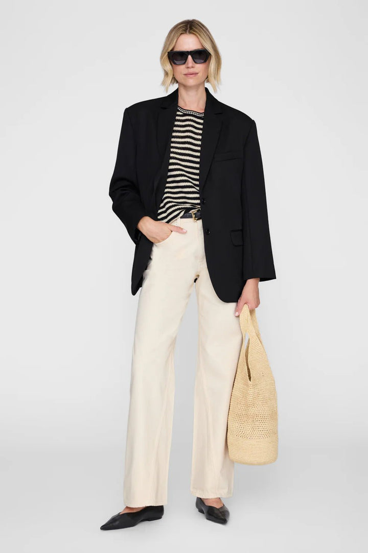 Anine Bing - Theo Sweater Black Ivory Stripe - Kalifornia Jean Bar
