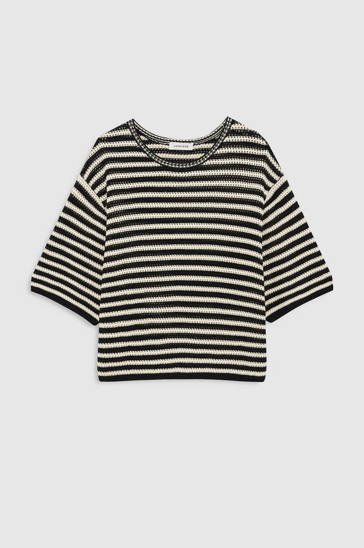 Anine Bing - Theo Sweater Black Ivory Stripe - Kalifornia Jean Bar