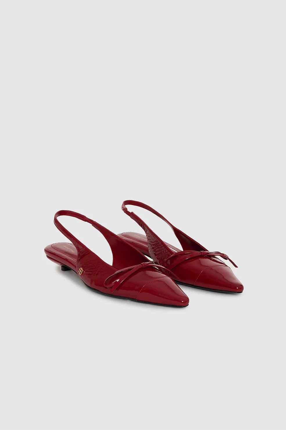 Anine Bing - Zoey Slingback Heels in Red Crinkled Patent - Kalifornia Jean Bar