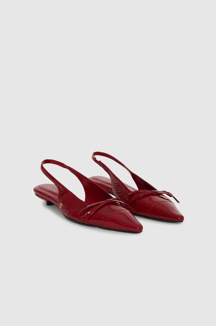 Anine Bing - Zoey Slingback Heels in Red Crinkled Patent - Kalifornia Jean Bar
