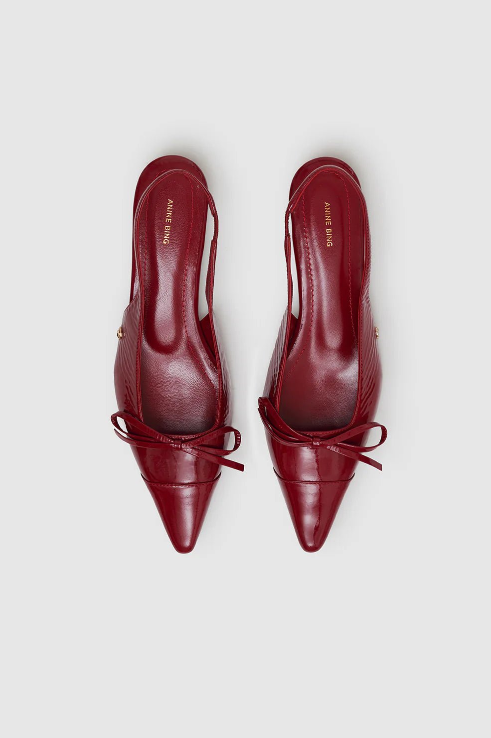 Anine Bing - Zoey Slingback Heels in Red Crinkled Patent - Kalifornia Jean Bar