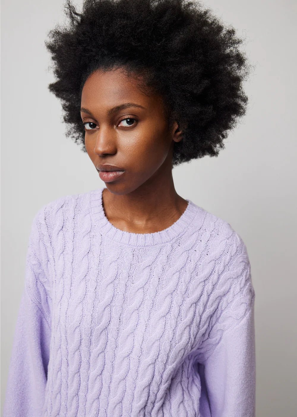 ATM - Pale Orchid Cable Crewneck Sweater - Kalifornia Jean Bar