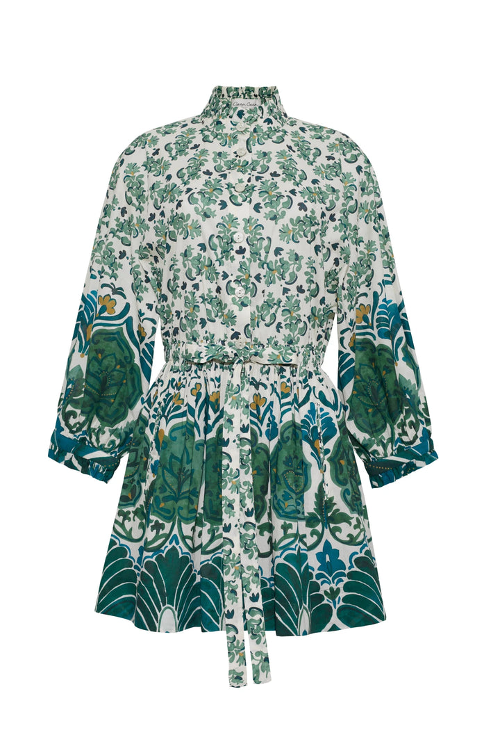 Cara Cara - Beatrice Mini Dress Samara Green - Kalifornia Jean Bar