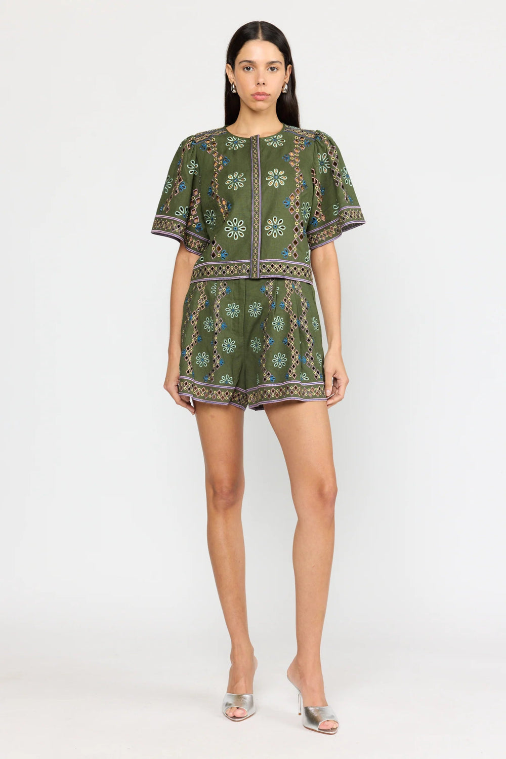 Christy Lynn - Bennet Short in Capri Olive - Kalifornia Jean Bar