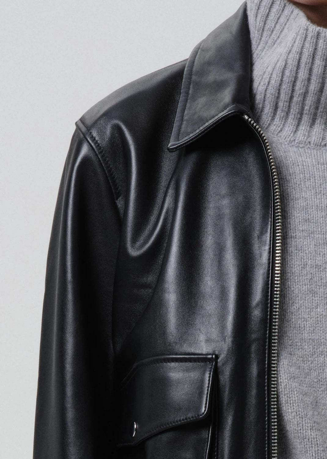 Citizens of Humanity - Black Zip Front Leather Bomber Jacket - Kalifornia Jean Bar
