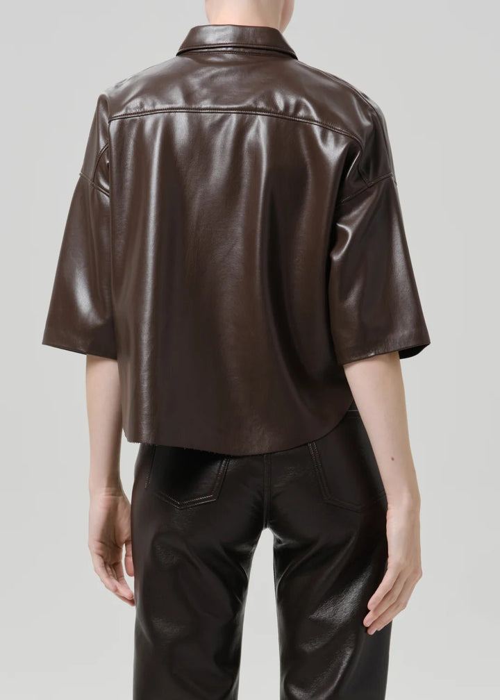 Citizens of Humanity - Frances Chocolate Cropped Cape Leather Button-Up - Kalifornia Jean Bar
