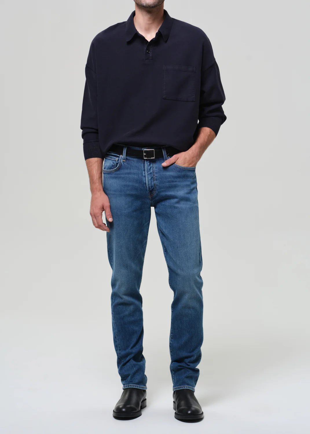 Citizens of Humanity - Rugby Polo Navy French Terry - Kalifornia Jean Bar