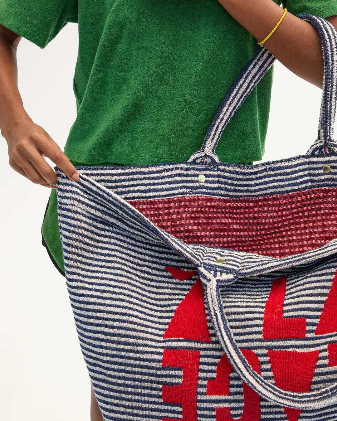 Clare V. - A La Plage La Cote Tote in Deep Dive/Cream - Kalifornia Jean Bar