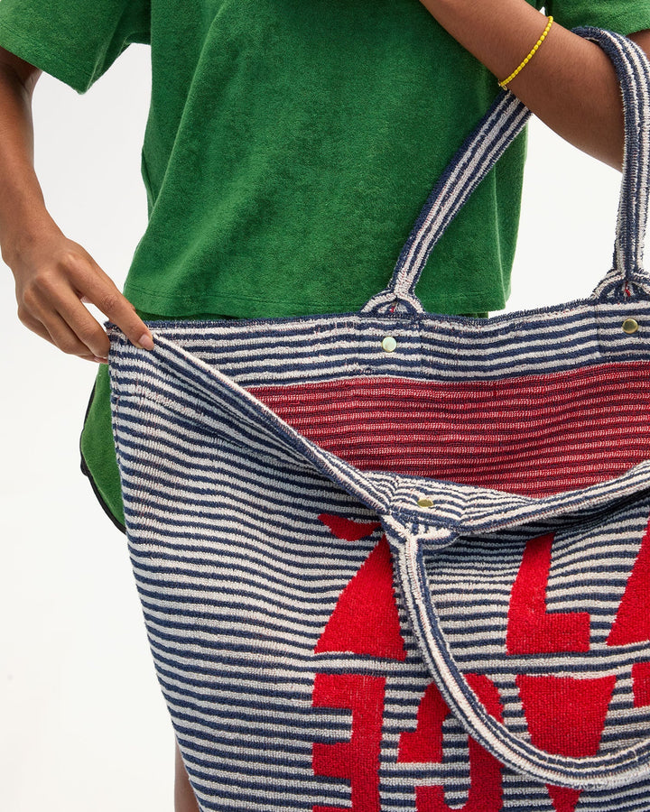 Clare V. - A La Plage La Cote Tote in Deep Dive/Cream - Kalifornia Jean Bar