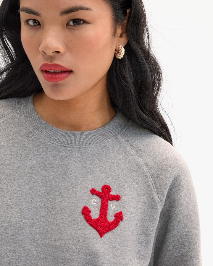 Clare V. - Anchor Le Court Sweatshirt Grey Melange - Kalifornia Jean Bar